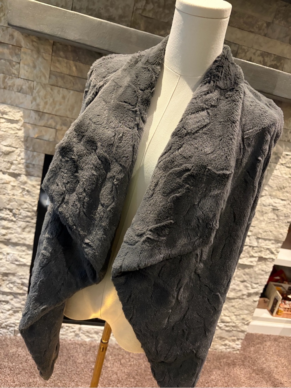 Jack by BB Dakota Gray Faux Fur Draped Vest